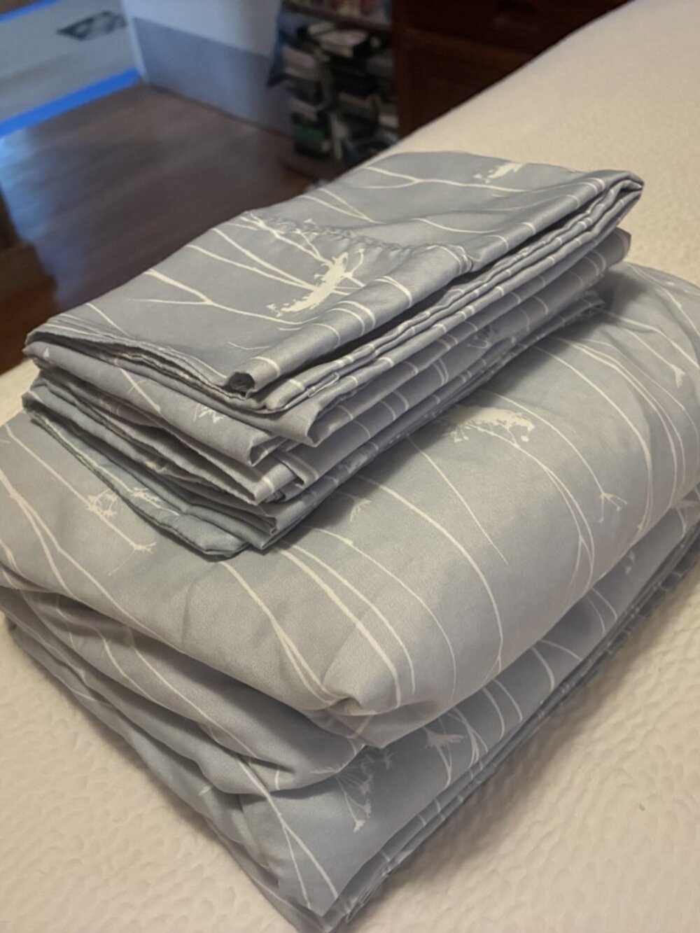 sea foam print.Queen-size sheet set - 2 pillows, one flat, one fitted sheet